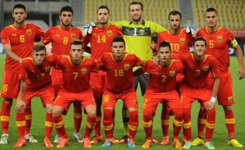 The Macedonians before the Israel game in August; photo: FFM